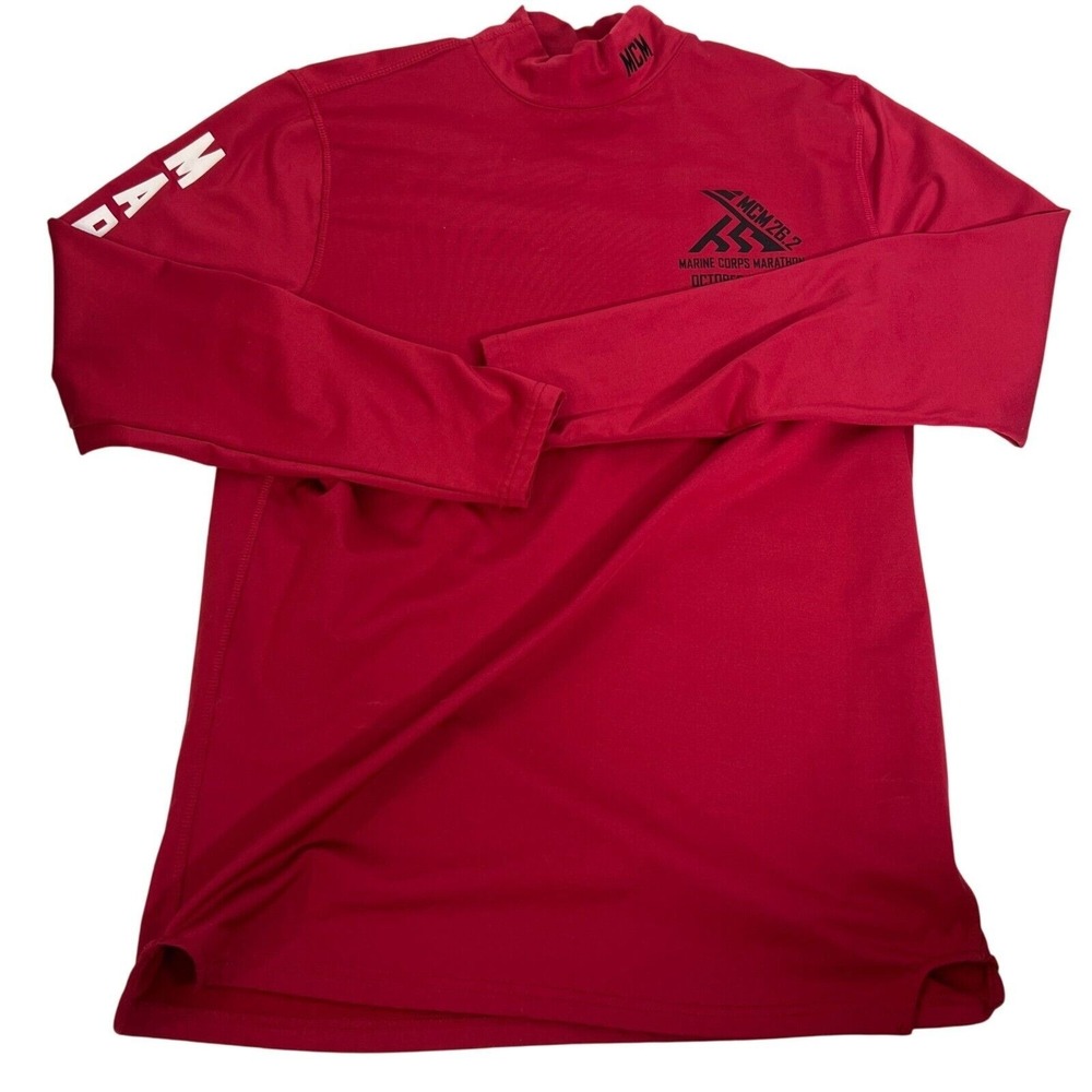 Marine Corps Marathon‎ 2015 Red Long Sleeve Shirt MCM 26.2 Mock Neck Large